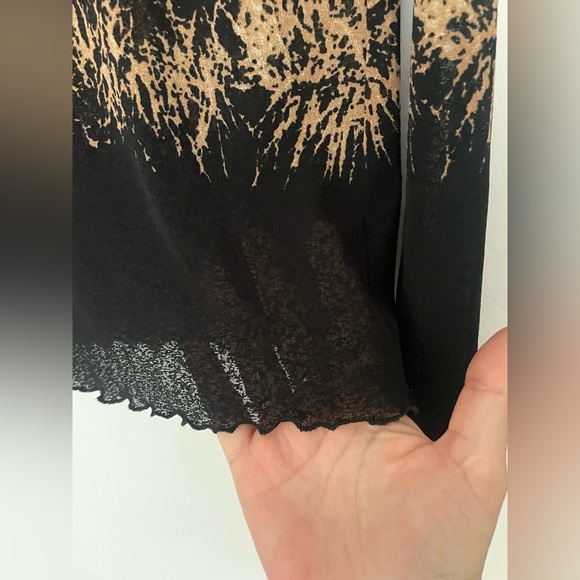 Sheer Mesh Lion Print Top  tiger Y2K Grunge Long Sleeve - Picture 5 of 5